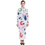 Vector Set Isolates With Cute Birds Scandinavian Style Turtleneck Maxi Dress