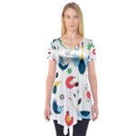 Vector Set Isolates With Cute Birds Scandinavian Style Short Sleeve Tunic 