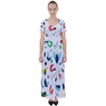 Vector Set Isolates With Cute Birds Scandinavian Style High Waist Short Sleeve Maxi Dress