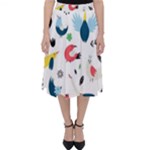 Vector Set Isolates With Cute Birds Scandinavian Style Classic Midi Skirt