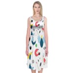 Vector Set Isolates With Cute Birds Scandinavian Style Midi Sleeveless Dress