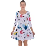 Vector Set Isolates With Cute Birds Scandinavian Style Quarter Sleeve Skater Dress