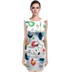 Vector Set Isolates With Cute Birds Scandinavian Style Classic Sleeveless Midi Dress