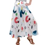 Vector Set Isolates With Cute Birds Scandinavian Style Women s Satin Palazzo Pants