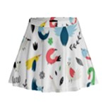 Vector Set Isolates With Cute Birds Scandinavian Style Mini Flare Skirt