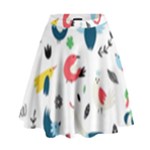 Vector Set Isolates With Cute Birds Scandinavian Style High Waist Skirt
