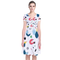 Short Sleeve Front Wrap Dress 