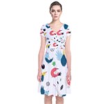 Vector Set Isolates With Cute Birds Scandinavian Style Short Sleeve Front Wrap Dress