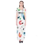 Vector Set Isolates With Cute Birds Scandinavian Style Short Sleeve Maxi Dress
