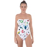 Vector Set Isolates With Cute Birds Scandinavian Style Tie Back One Piece Swimsuit