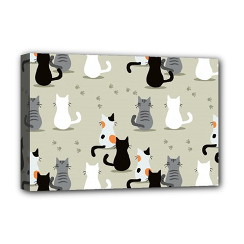 Cute Cat Seamless Pattern Deluxe Canvas 18  x 12  (Stretched) from ArtsNow.com