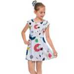 Vector Set Isolates With Cute Birds Scandinavian Style Kids  Cap Sleeve Dress