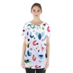 Vector Set Isolates With Cute Birds Scandinavian Style Skirt Hem Sports Top