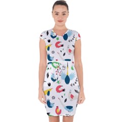 Capsleeve Drawstring Dress  