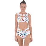 Vector Set Isolates With Cute Birds Scandinavian Style Bandaged Up Bikini Set 