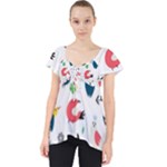 Vector Set Isolates With Cute Birds Scandinavian Style Lace Front Dolly Top
