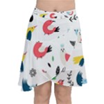 Vector Set Isolates With Cute Birds Scandinavian Style Chiffon Wrap Front Skirt