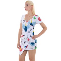 Short Sleeve Asymmetric Mini Dress 