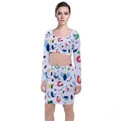 Long Sleeve Crop Top & Bodycon Skirt Set 