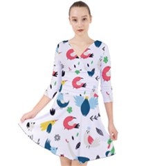 Quarter Sleeve Front Wrap Dress 