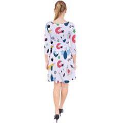 Quarter Sleeve Front Wrap Dress 