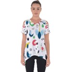 Vector Set Isolates With Cute Birds Scandinavian Style Cut Out Side Drop T-Shirt