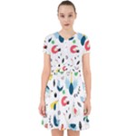 Vector Set Isolates With Cute Birds Scandinavian Style Adorable in Chiffon Dress