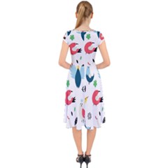 Cap Sleeve Front Wrap Midi Dress 
