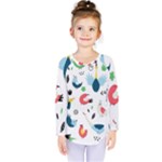 Vector Set Isolates With Cute Birds Scandinavian Style Kids  Long Sleeve T-Shirt