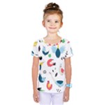 Vector Set Isolates With Cute Birds Scandinavian Style Kids  One Piece T-Shirt