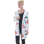 Vector Set Isolates With Cute Birds Scandinavian Style Longline Hooded Cardigan
