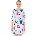 Vector Set Isolates With Cute Birds Scandinavian Style Smock Dress