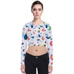 Vector Set Isolates With Cute Birds Scandinavian Style Long Sleeve Zip Up Bomber Jacket