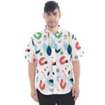 Vector Set Isolates With Cute Birds Scandinavian Style Men s Short Sleeve Shirt