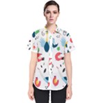 Vector Set Isolates With Cute Birds Scandinavian Style Women s Short Sleeve Shirt
