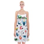 Vector Set Isolates With Cute Birds Scandinavian Style Spaghetti Strap Velvet Dress