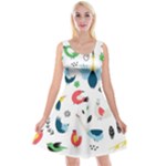 Vector Set Isolates With Cute Birds Scandinavian Style Reversible Velvet Sleeveless Dress