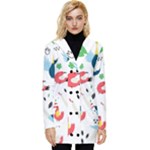 Vector Set Isolates With Cute Birds Scandinavian Style Button Up Hooded Coat 
