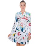 Vector Set Isolates With Cute Birds Scandinavian Style Long Sleeve Panel Dress