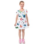 Vector Set Isolates With Cute Birds Scandinavian Style Kids  Short Sleeve Velvet Dress