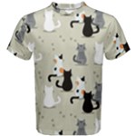 Cute Cat Seamless Pattern Men s Cotton T-Shirt
