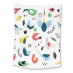 Vector Set Isolates With Cute Birds Scandinavian Style Medium Tapestry