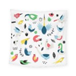 Vector Set Isolates With Cute Birds Scandinavian Style Square Tapestry (Small)