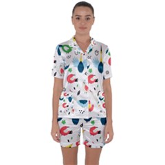 Satin Short Sleeve Pajamas Set 
