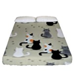 Cute Cat Seamless Pattern Fitted Sheet (Queen Size)
