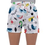 Vector Set Isolates With Cute Birds Scandinavian Style Sleepwear Shorts