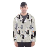 Cute Cat Seamless Pattern Men s Hooded Windbreaker