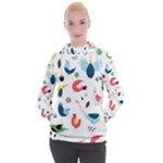 Vector Set Isolates With Cute Birds Scandinavian Style Women s Hooded Pullover
