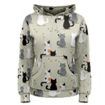 Cute Cat Seamless Pattern Women s Pullover Hoodie