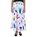 Vector Set Isolates With Cute Birds Scandinavian Style Flared Maxi Skirt